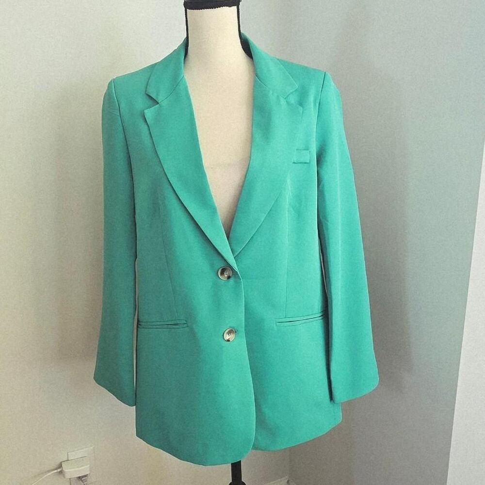 Womens green blue polyester blazer medium. Nwot